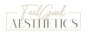 Feel Good Aesthetics Logo in soft gold colours