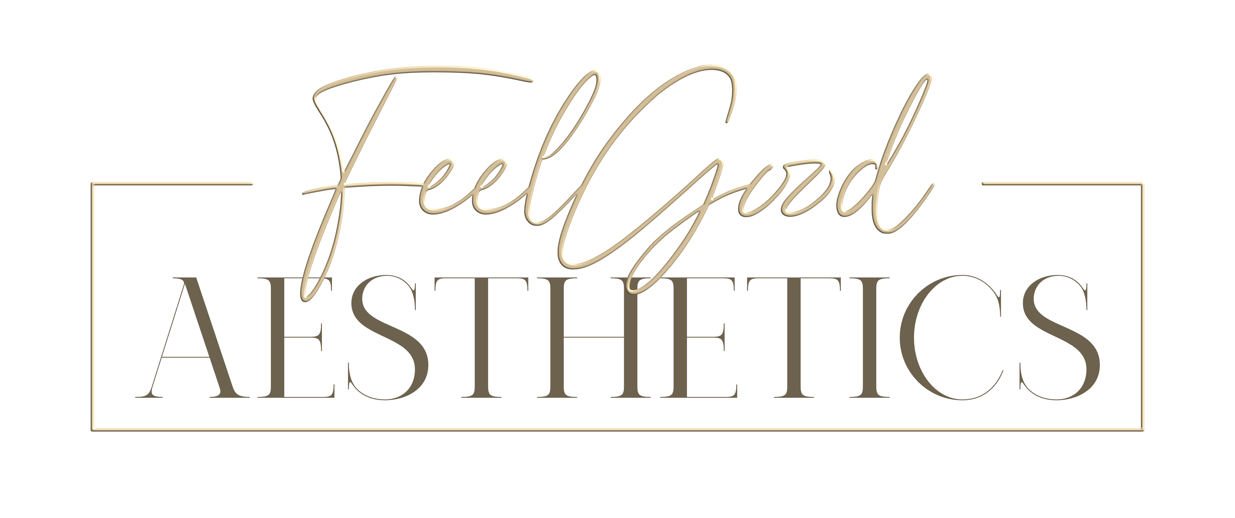 Feel Good Aesthetics Logo in soft gold colours